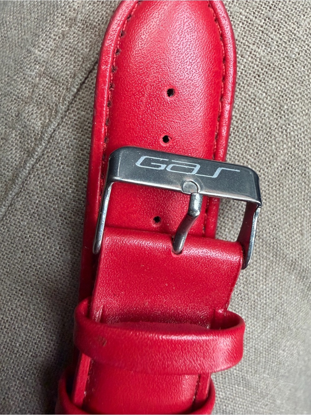 Gant Red Leather Strap with Branded Silver Buckle